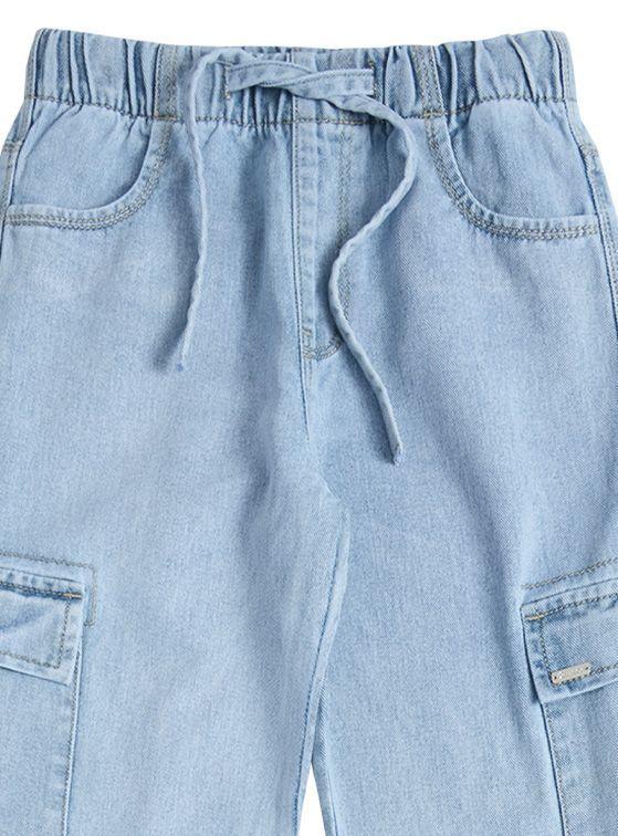 Jeans Ancho Niña con Bolsillos Tipo Cargo-3