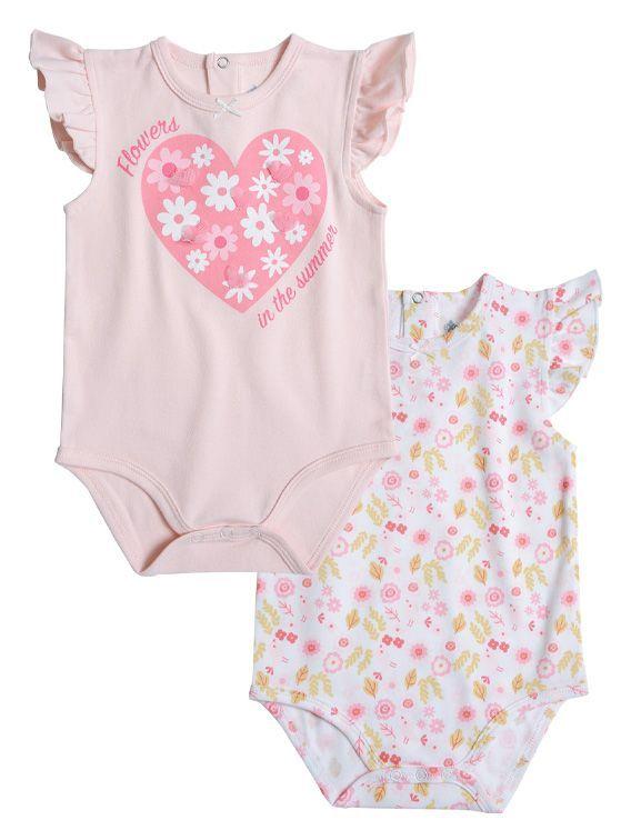 Pack 2 Body Bebé Niña Algodón Manga Corta-0