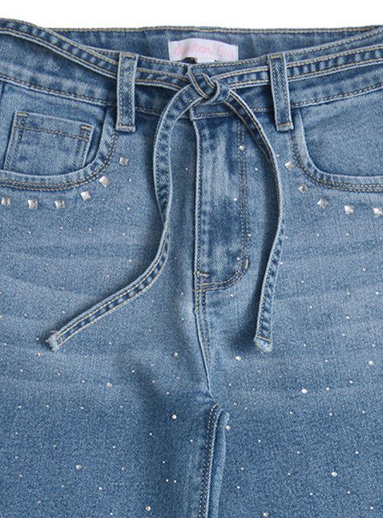 Jeans Mezclilla Palazzo Niña de Algodón  con Strass-3