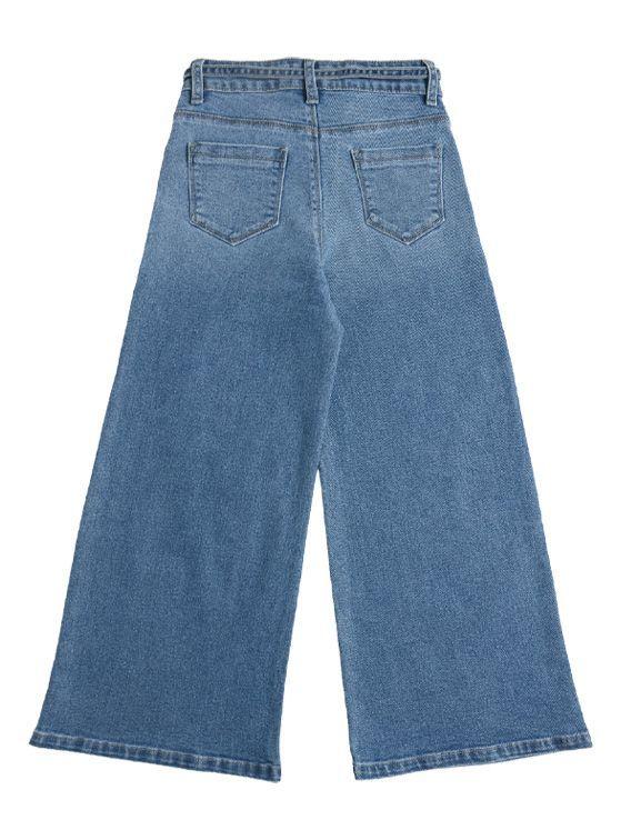 Jeans Mezclilla Palazzo Niña de Algodón  con Strass-4