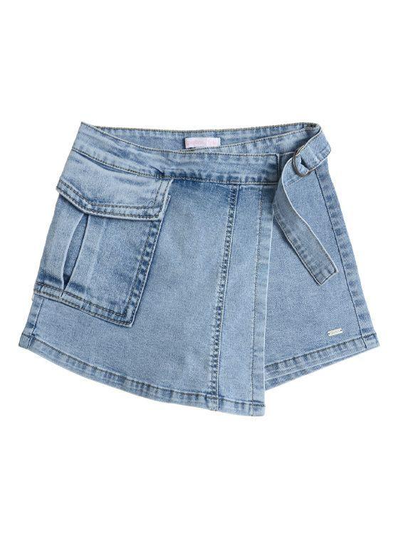 Falda Short Mezclilla Niña de Algodón Denim Celeste-2