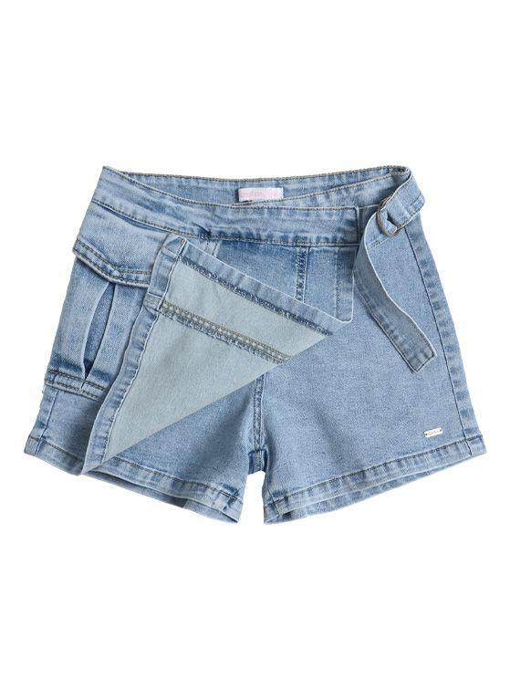 Falda Short Mezclilla Niña de Algodón Denim Celeste-3