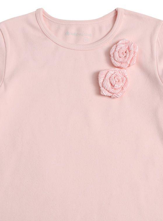 Polera Manga Larga Afranelada Niña con Aplicación de Rosa-2