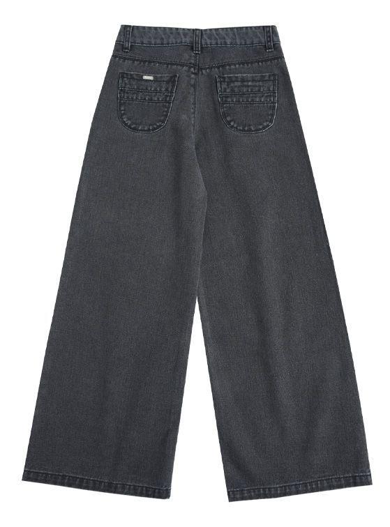 Jeans Ancho Niña Palazzo  Denim con Estrellas-2