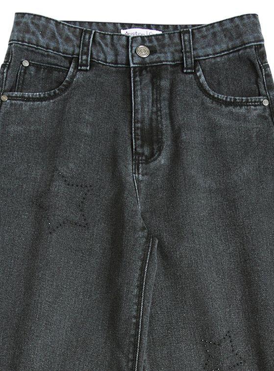 Jeans Ancho Niña Palazzo  Denim con Estrellas-3