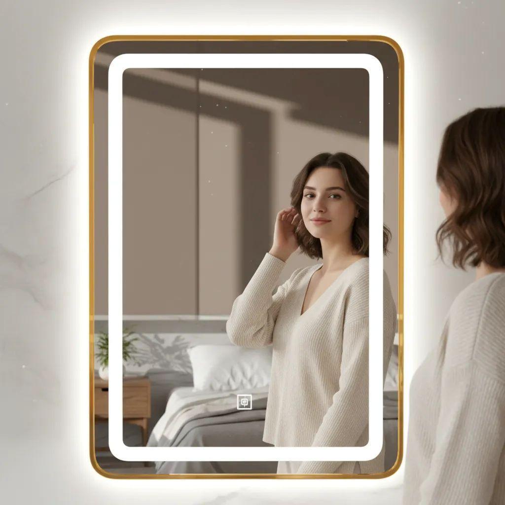 Espejo Rectangular Luz Led 60x80cm Dorado-1