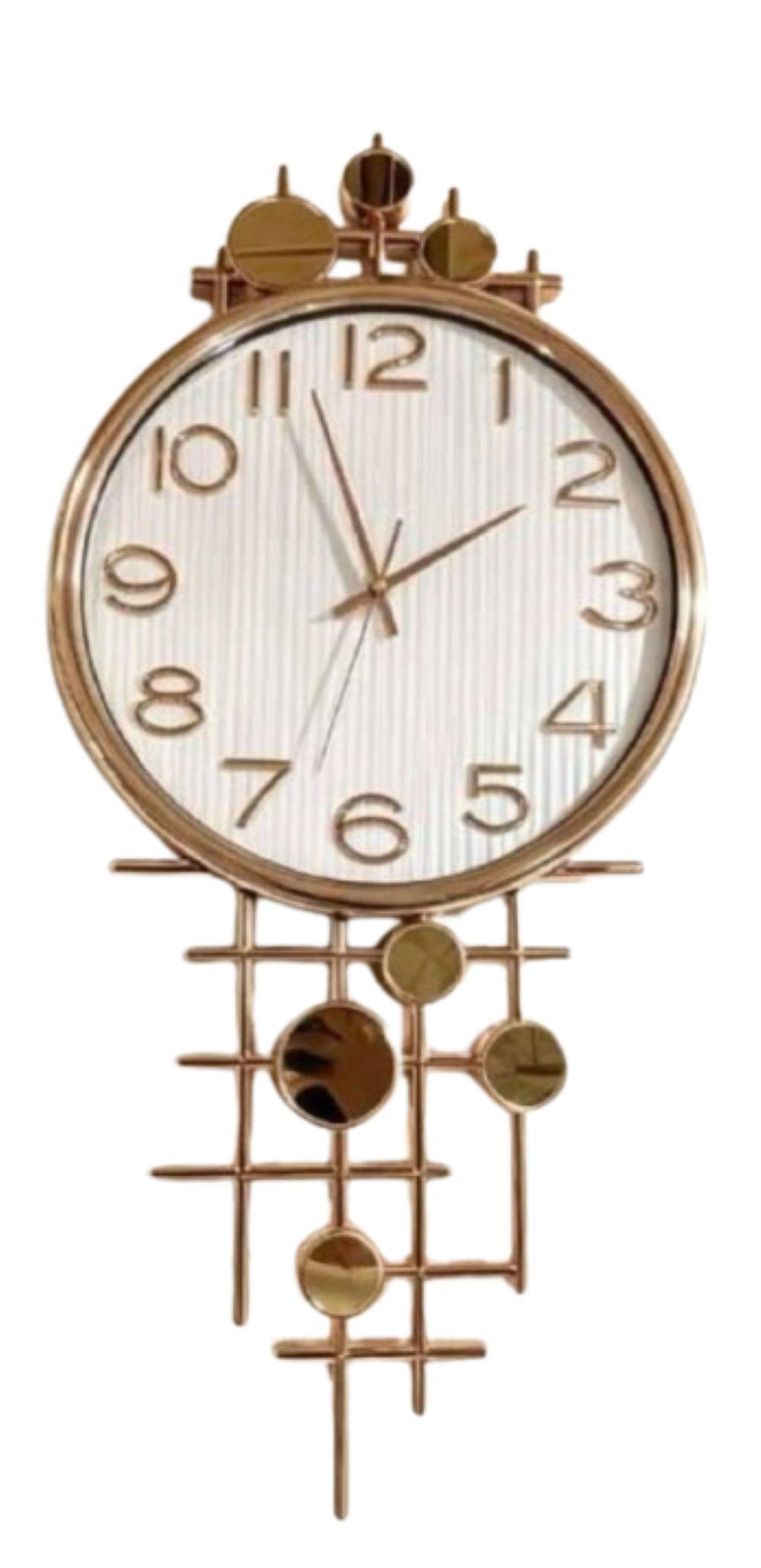 Elegante Reloj De Pared Dorado 78x36cm Decoracion-0