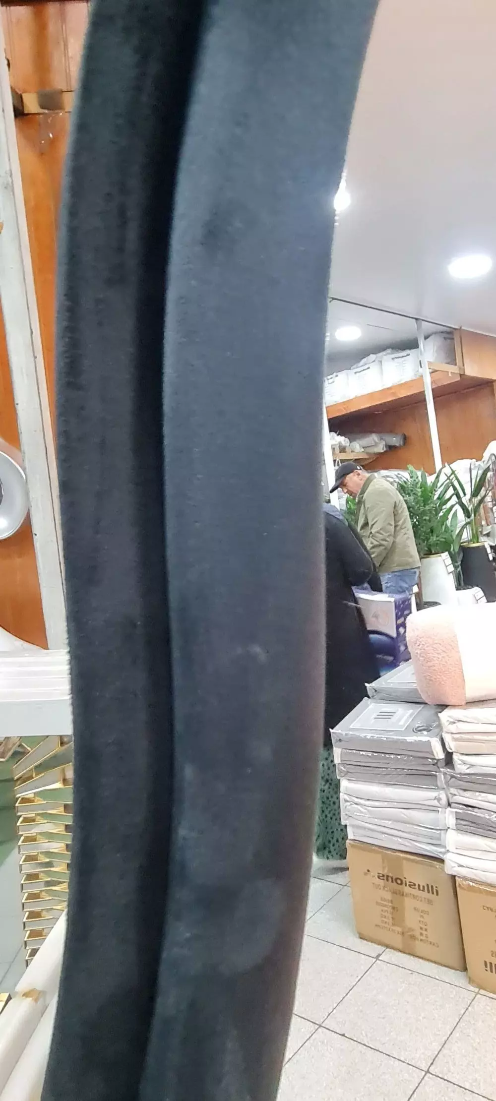 Espejo Cuerpo Comleto Acolchado Negro Pedestal Pared 160x55-3