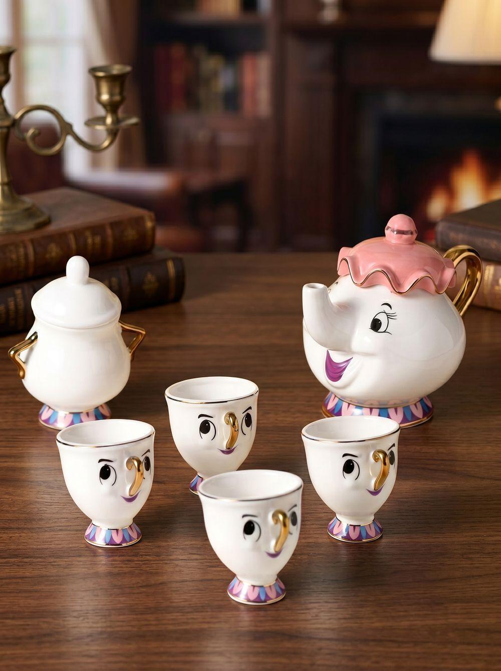 Set de 6 Tazas con Tetera y Azucarero  Menaje Mesa-1