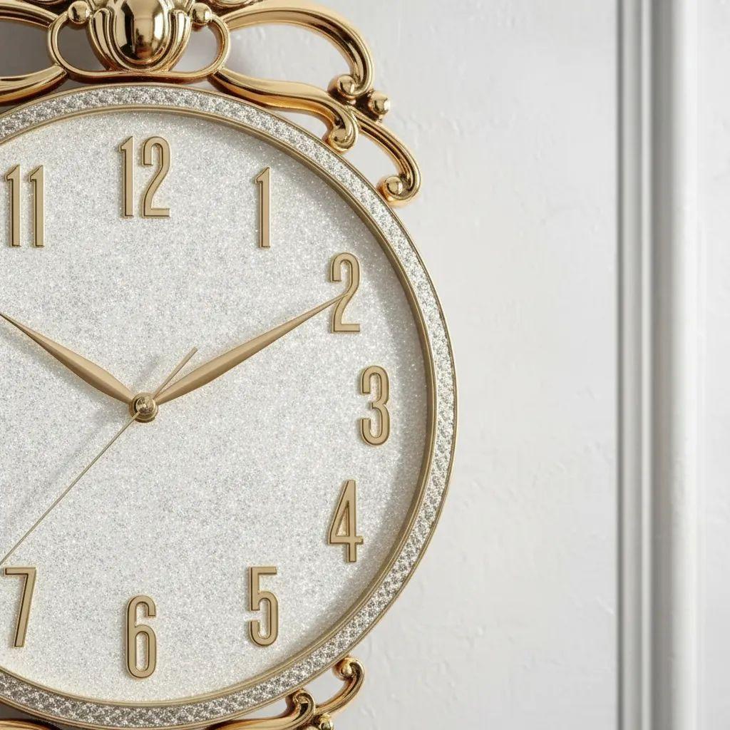 Elegante Reloj De Pared Dorado Con Pendulo-2