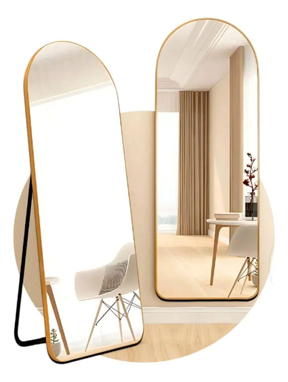 Espejo Ovalado Cuerpo Completo 167cmx62cm Dorado-1