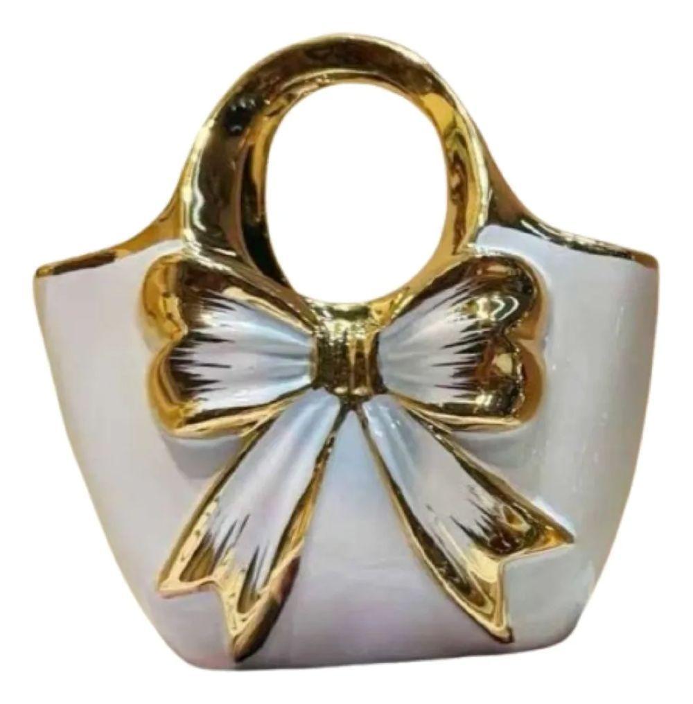 Elegante Florero Ceramica Diseño Cartera Con Lazo Decoracion-3