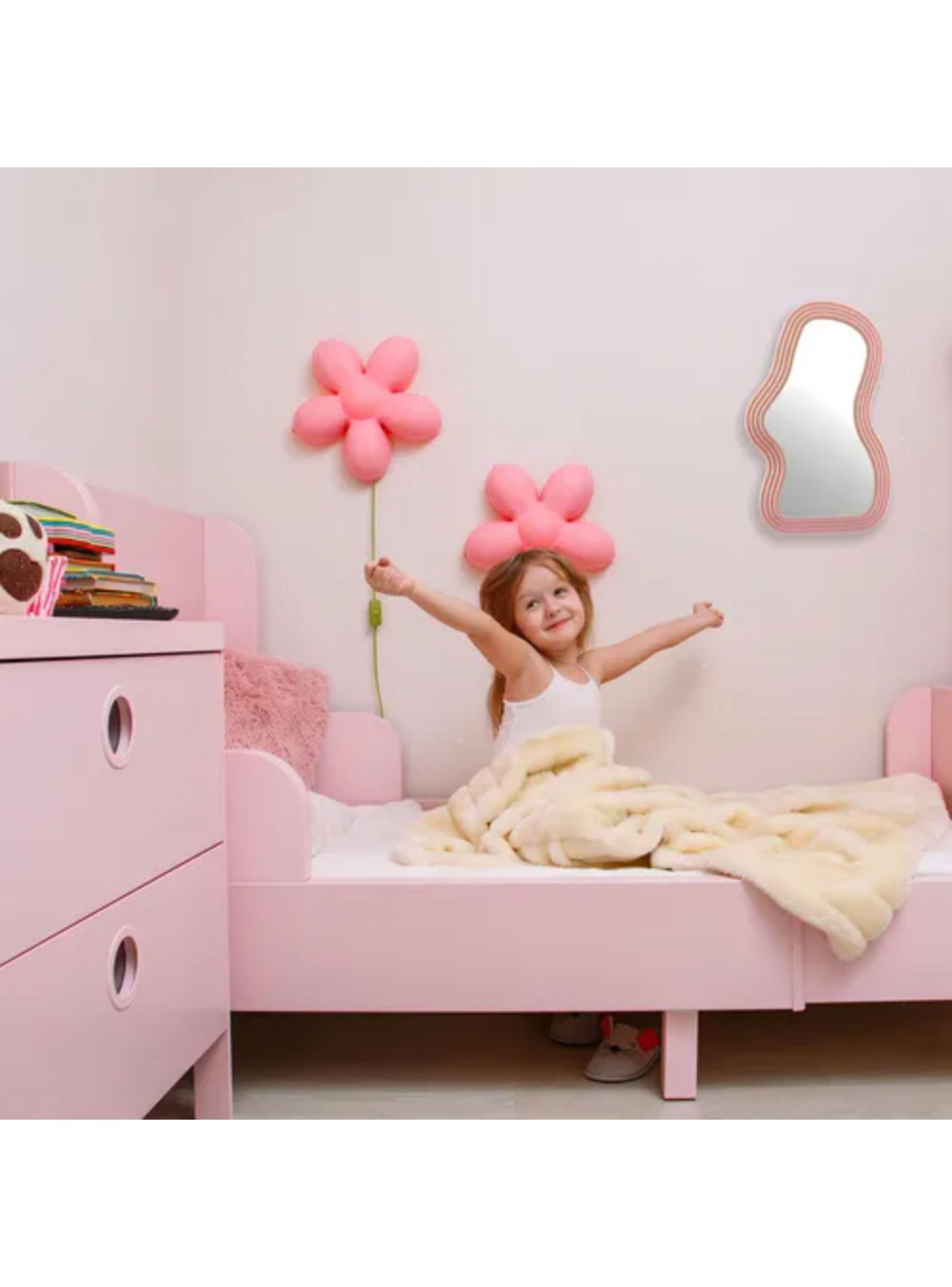 Espejo Ondulado Moderno Asimétrico Maquillaje Y Decoración Rosado-3