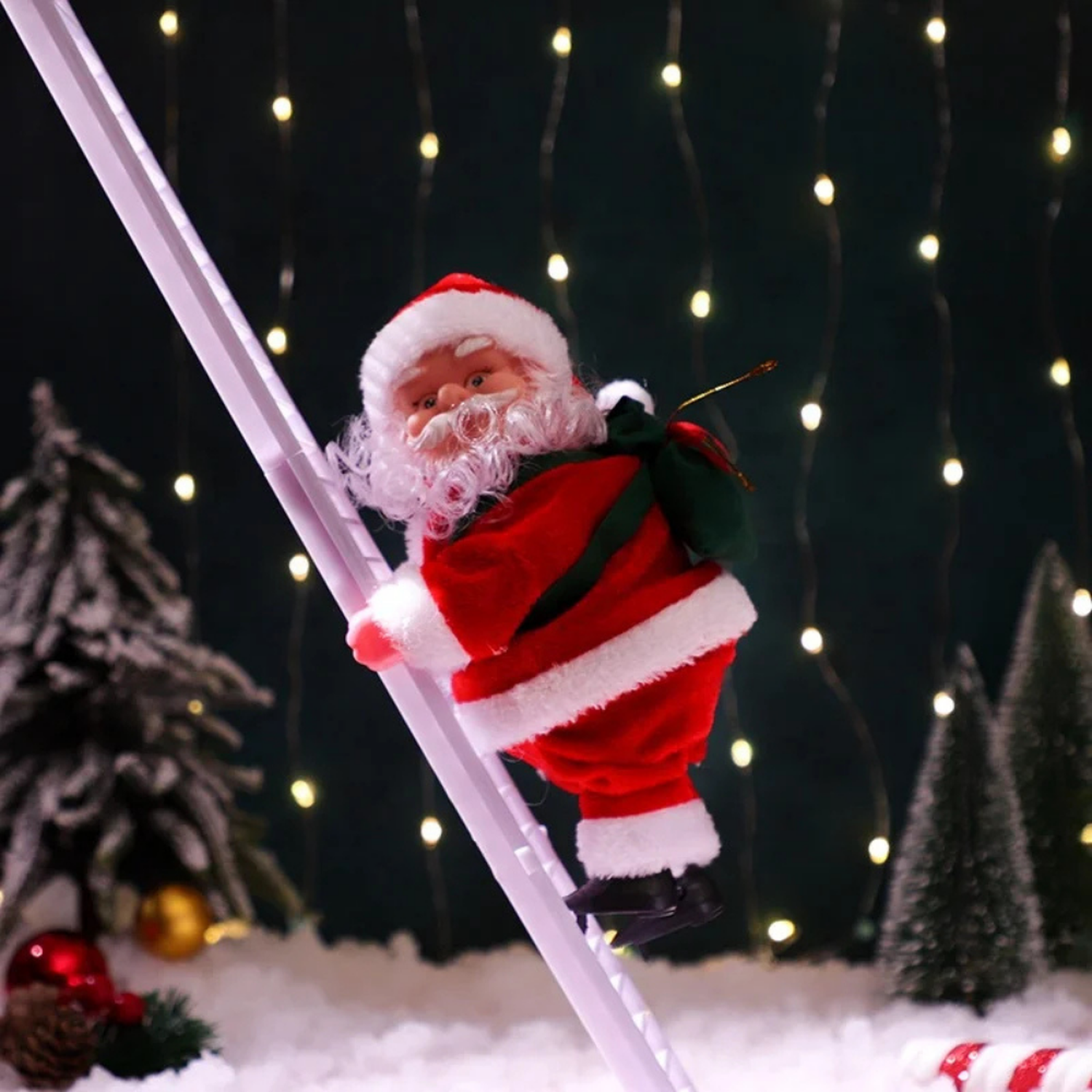 Viejo Pascuero Santa Sube y Baja Escalera Decoracion Navidad-2