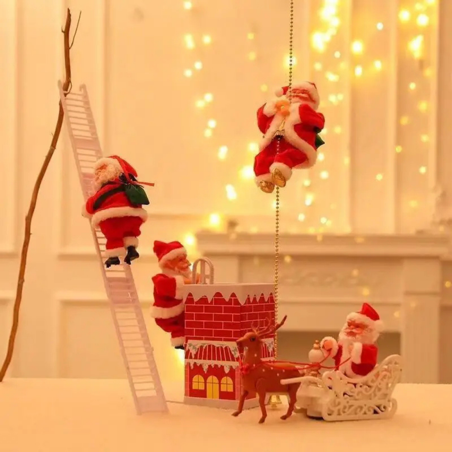 Viejo Pascuero Santa Sube y Baja Escalera Decoracion Navidad-4