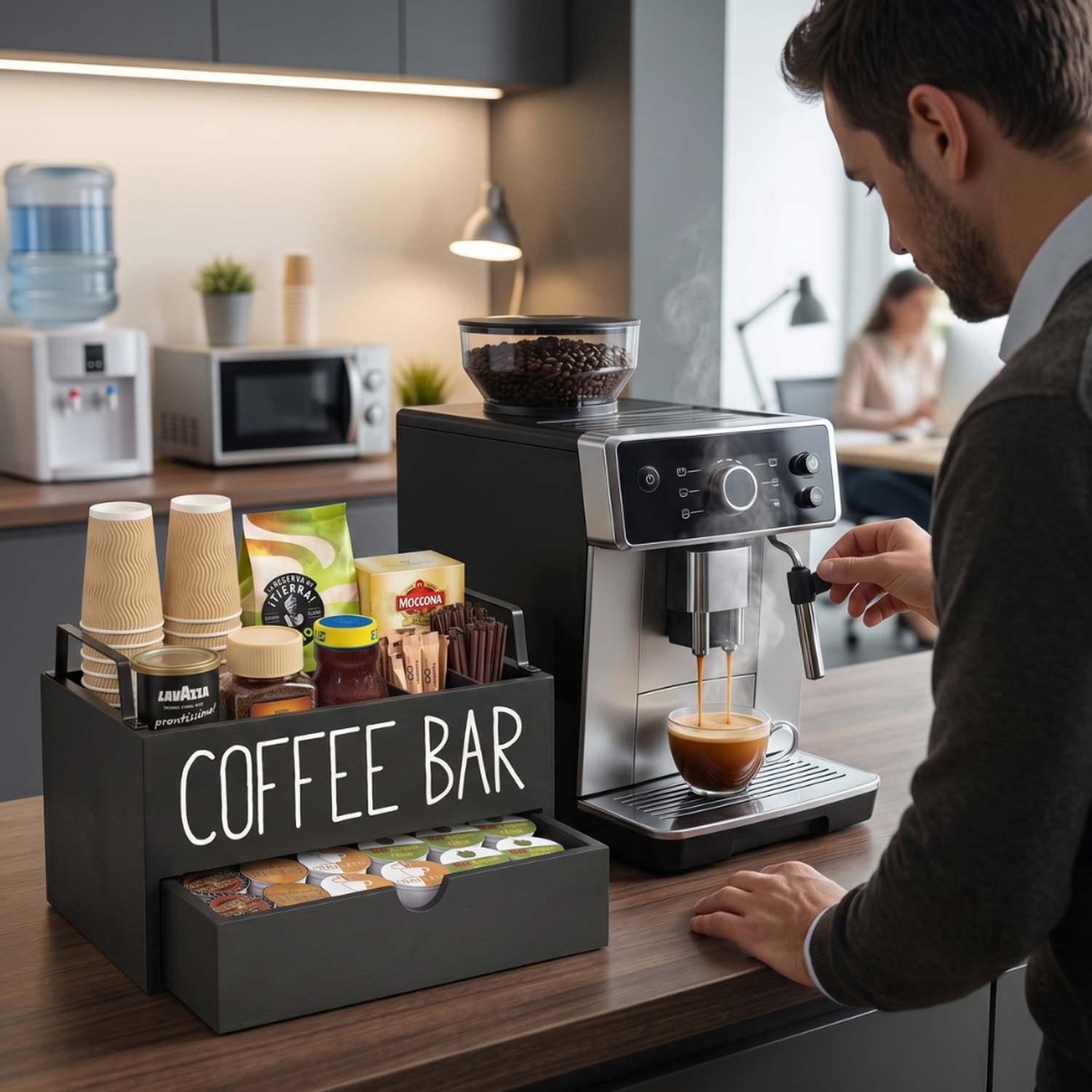 Caja De Té Coffee Bar Organizador Estación De Café Con Cajón-2