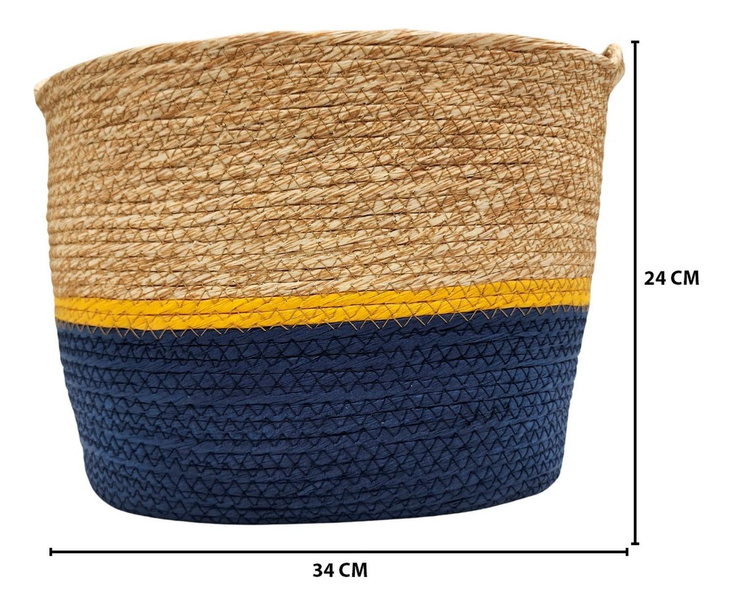 Canasto Decorativo Mimbre Cesta Yute Rustica 3 Colores G-5