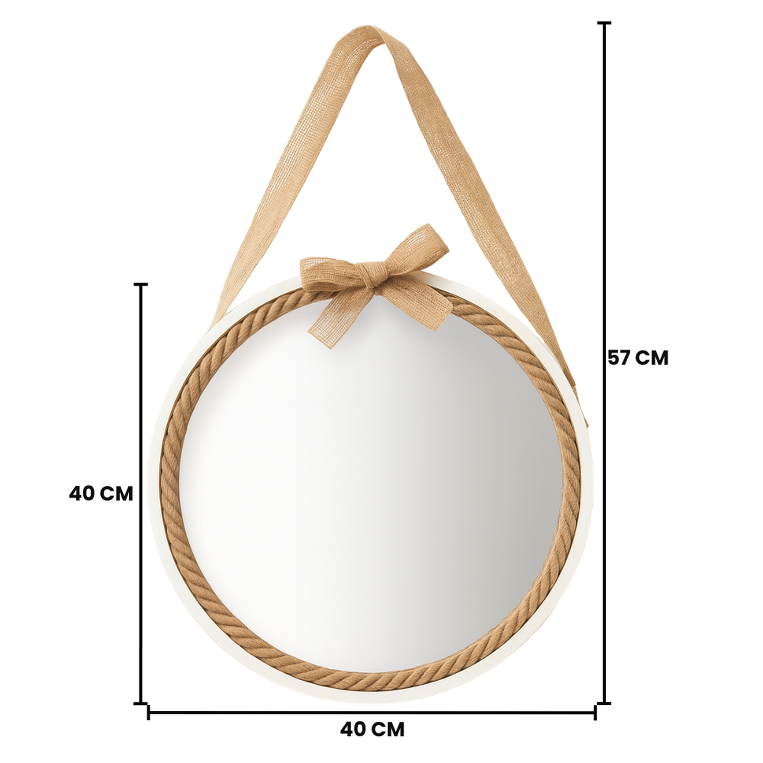 Cuadro De Madera Blanco Decorativo Con Espejo Circular G-3