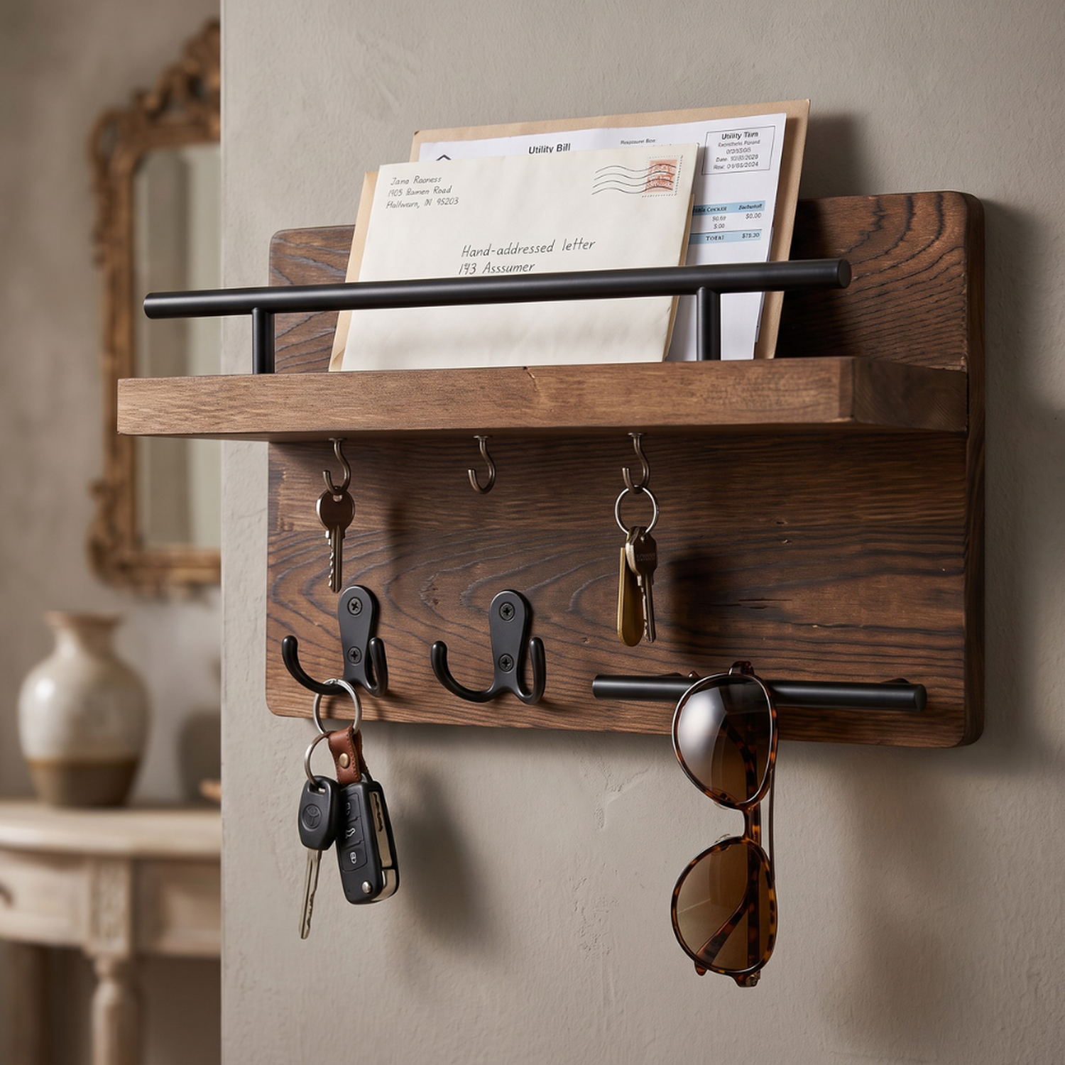 Portallaves De Madera Organizador Decorativo Para Llaves-3
