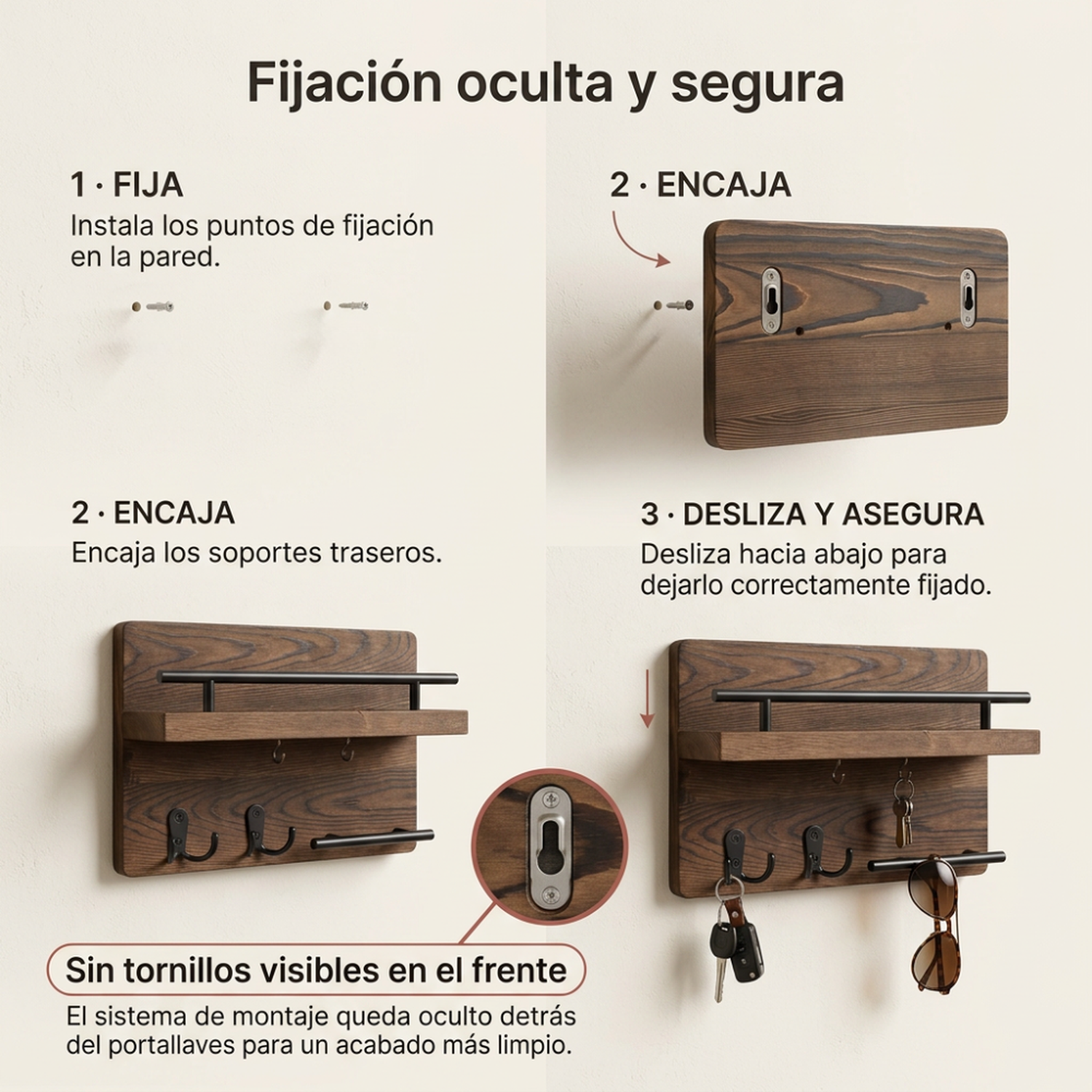 Portallaves De Madera Organizador Decorativo Para Llaves-6