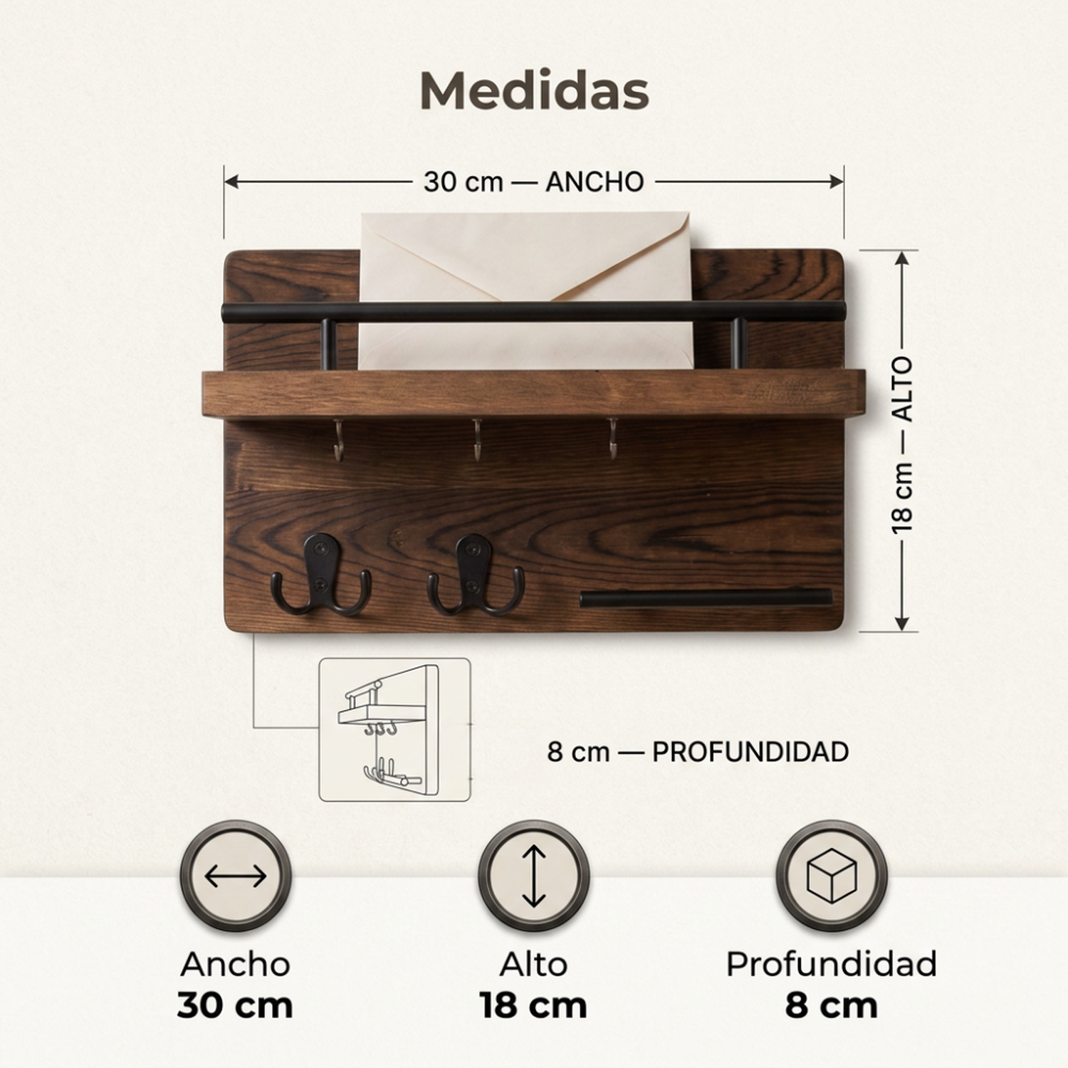 Portallaves De Madera Organizador Decorativo Para Llaves-7