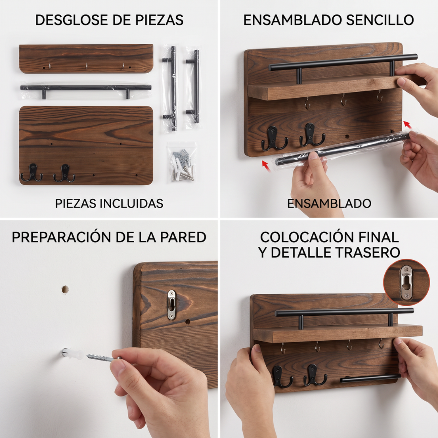 Portallaves De Madera Organizador Decorativo Para Llaves-9