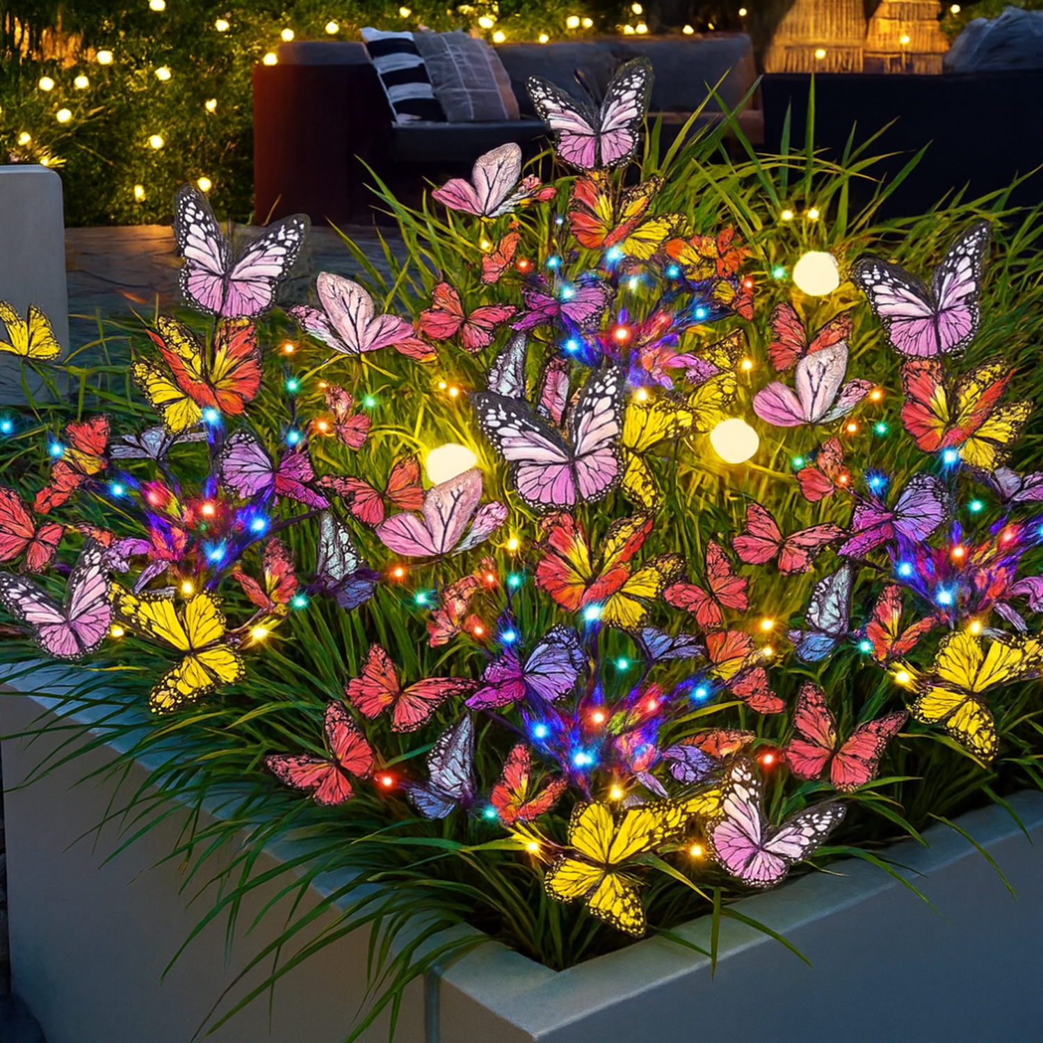 Set 2 Luces Solares Jardin Decorativas Mariposas Multicolor-2