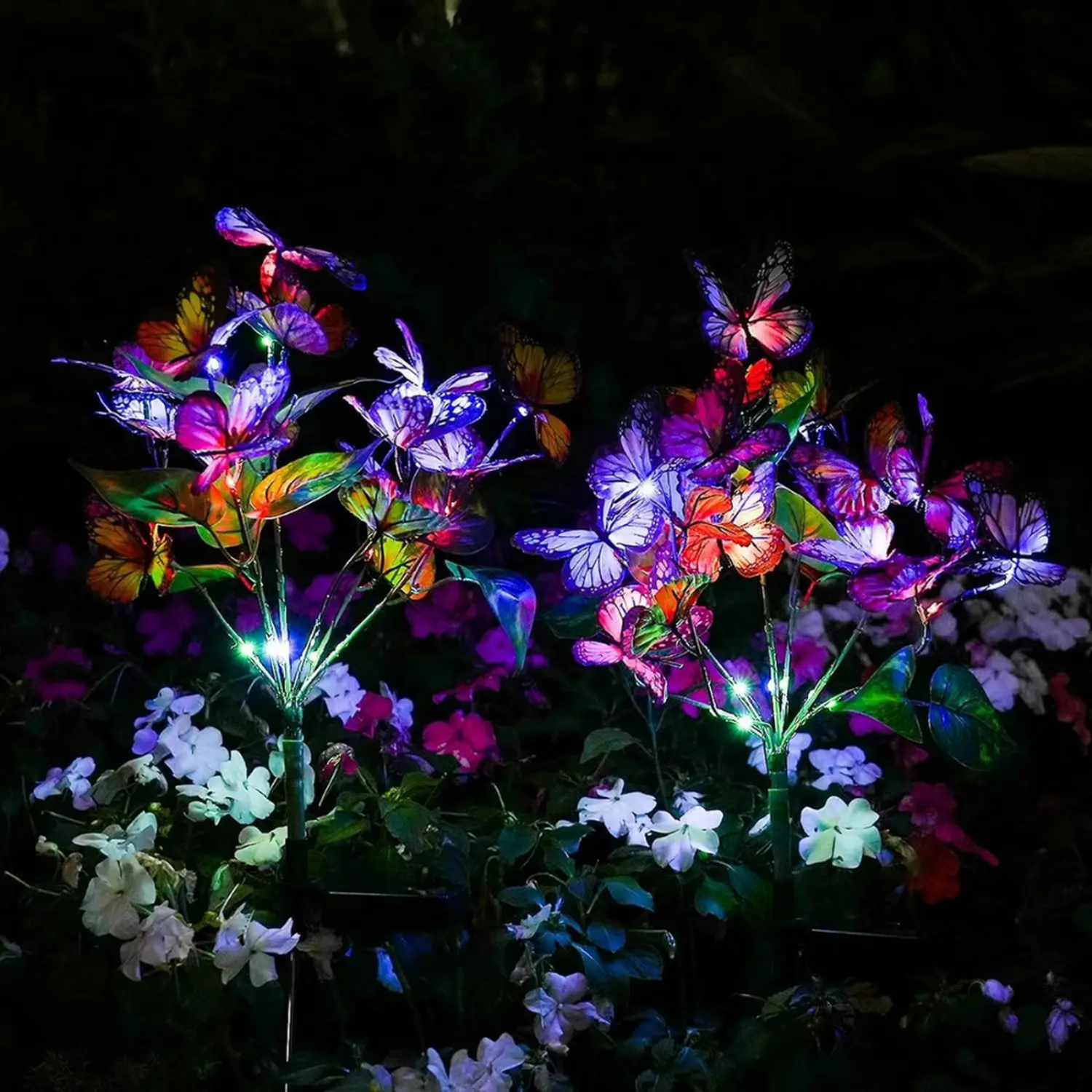 Set 2 Luces Solares Jardin Decorativas Mariposas Multicolor-4