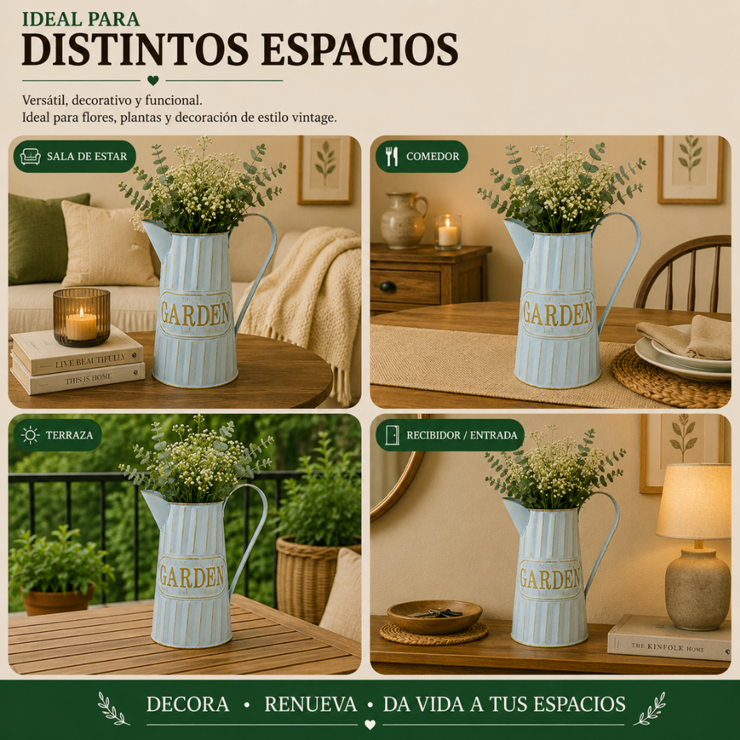 Florero Metalico Tipo Jarra Decorativo Garden Para Flores-6