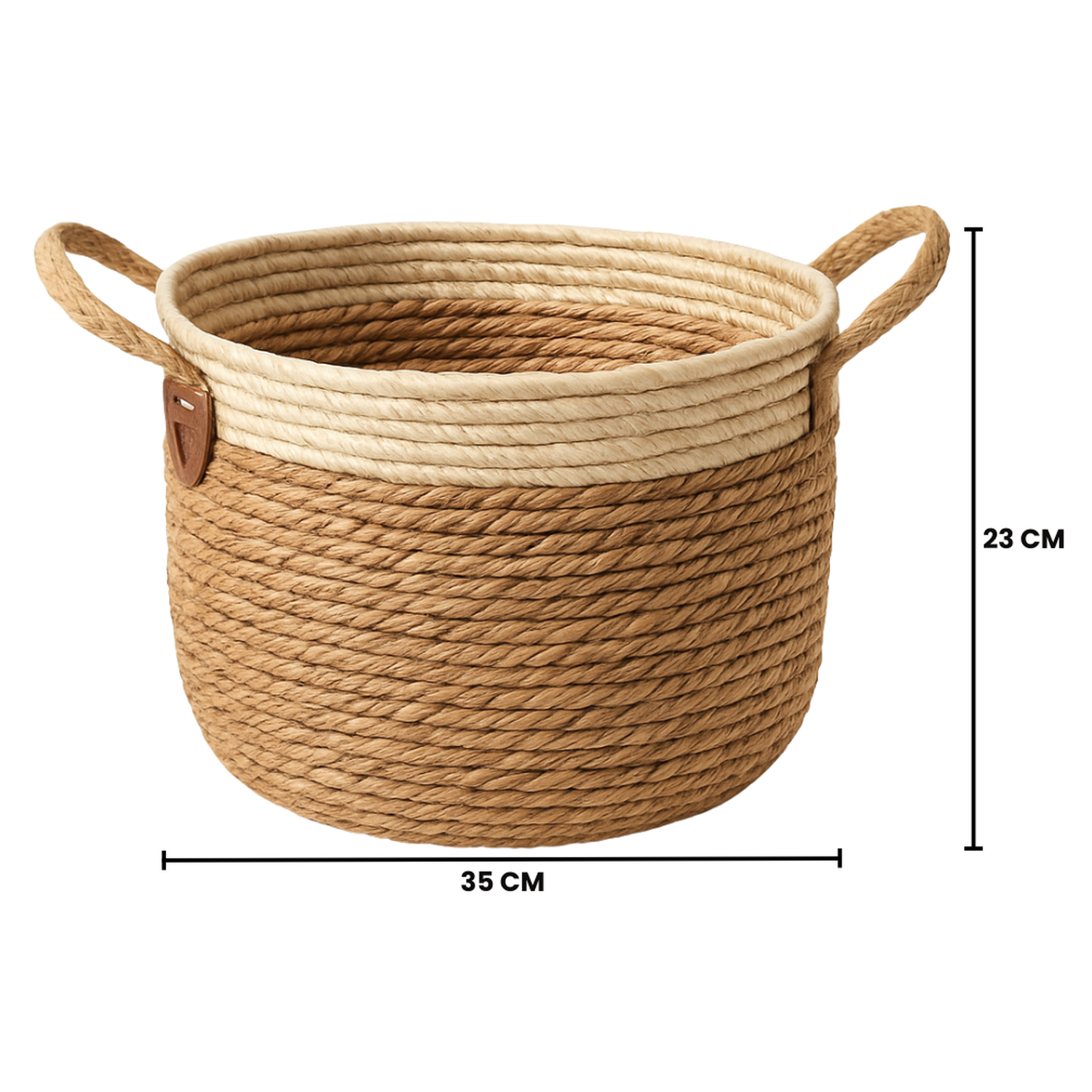 Macetero Cesto Maceta De Yute Tejida Rustica Con Asas L-5