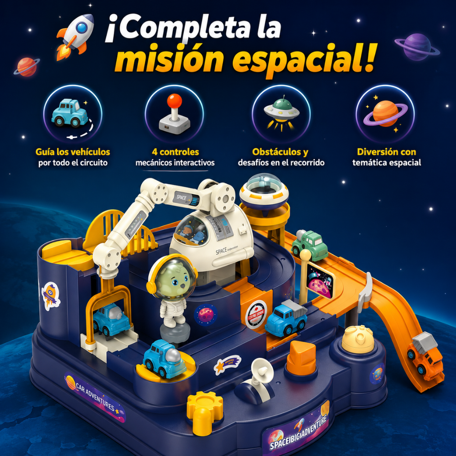 Pista Laberinto Mecánica De Autitos Aventura Espacial Niño-3