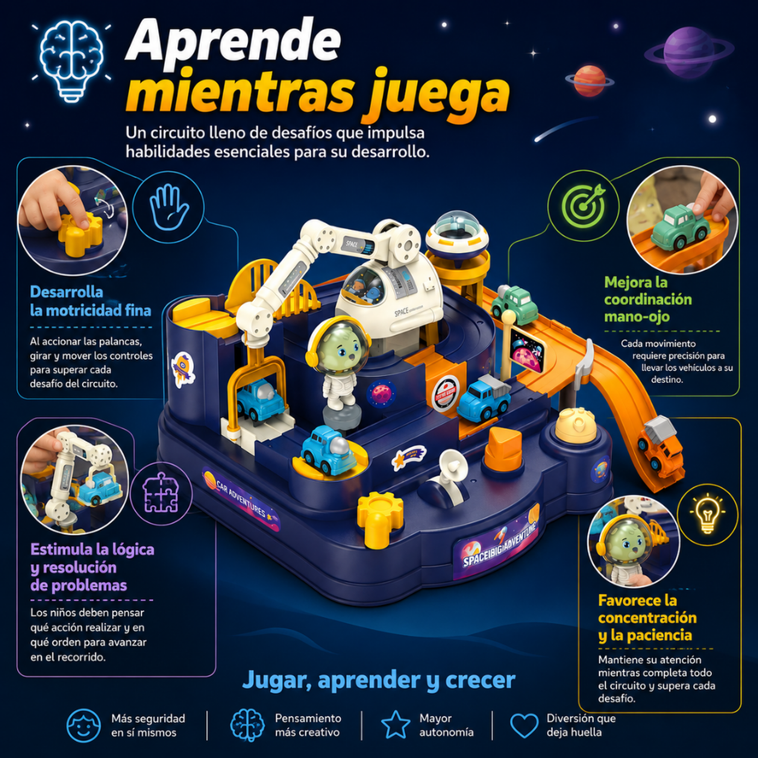 Pista Laberinto Mecánica De Autitos Aventura Espacial Niño-4