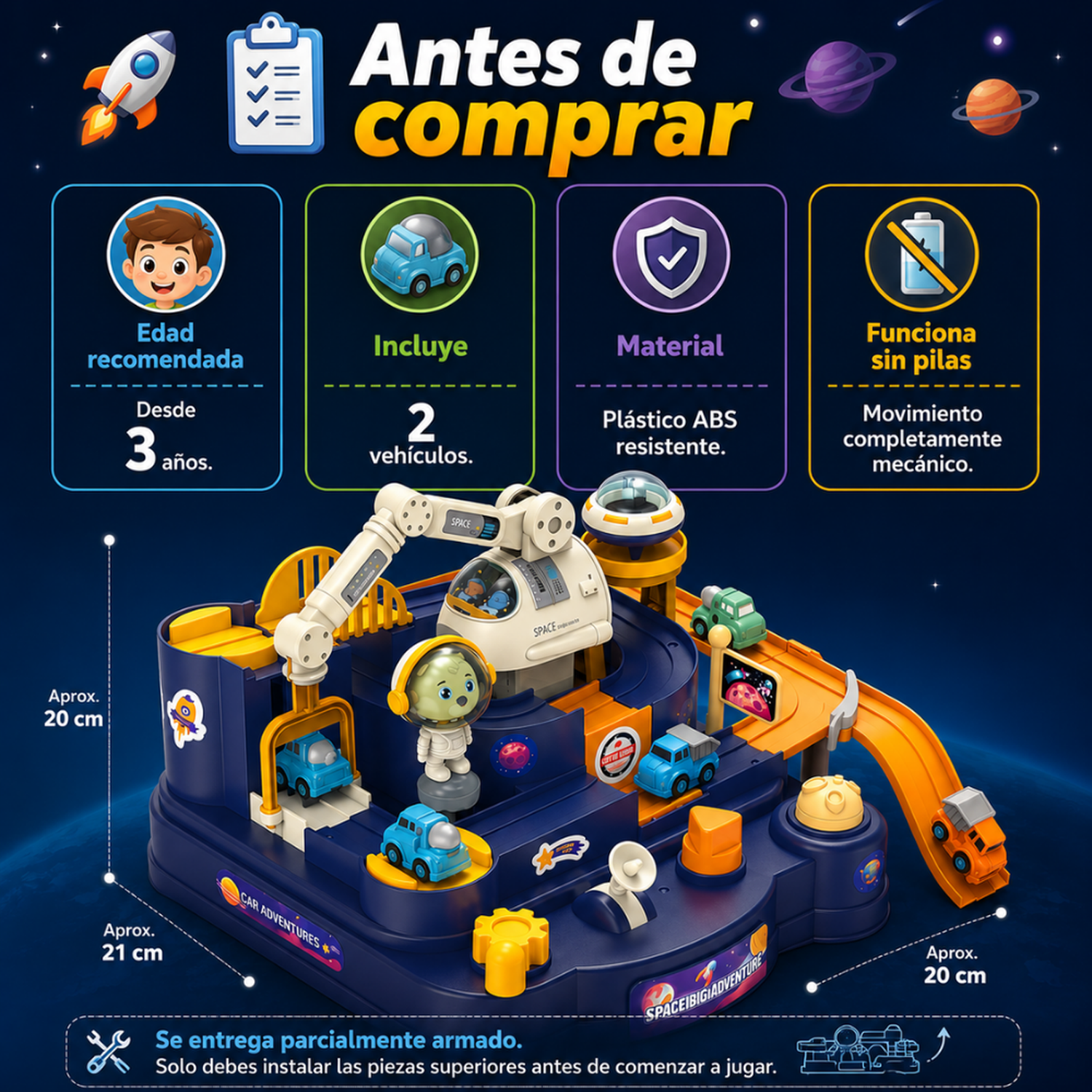 Pista Laberinto Mecánica De Autitos Aventura Espacial Niño-5