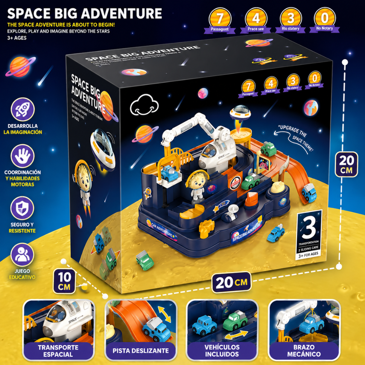 Pista Laberinto Mecánica De Autitos Aventura Espacial Niño-6