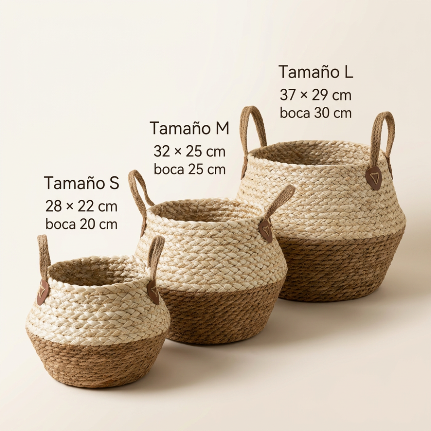 Set 3 Macetero Cesto Maceta De Yute Tejida Plegable Con Asas-4