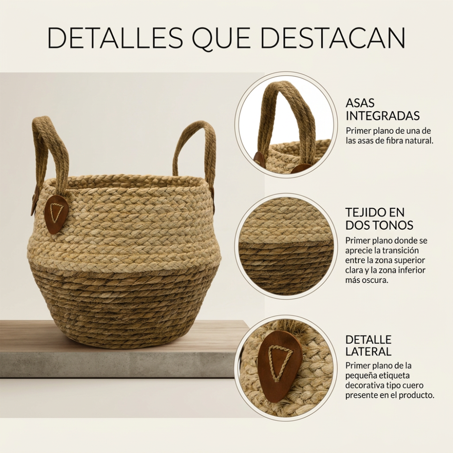 Set 3 Macetero Cesto Maceta De Yute Tejida Plegable Con Asas-5