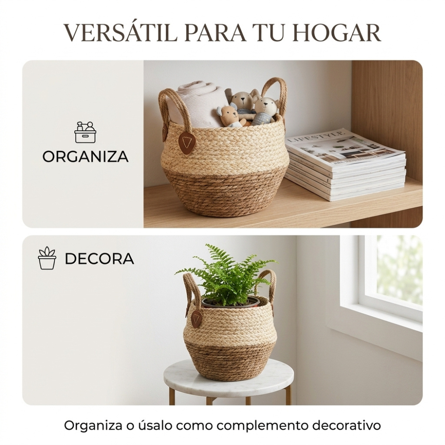 Set 3 Macetero Cesto Maceta De Yute Tejida Plegable Con Asas-7