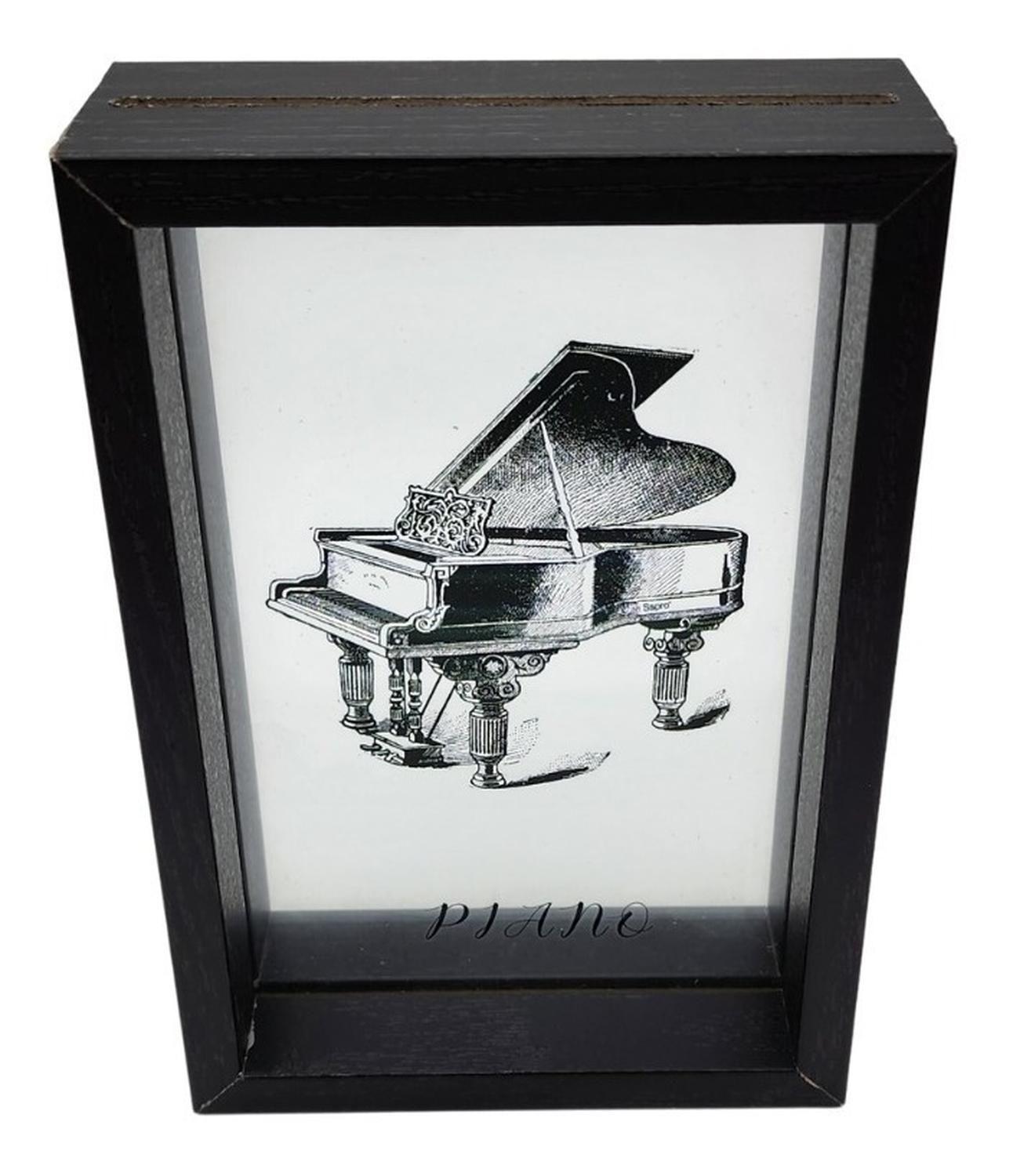 Cuadro De Vidrio Marco Negro Diseño Piano Decorativo-2