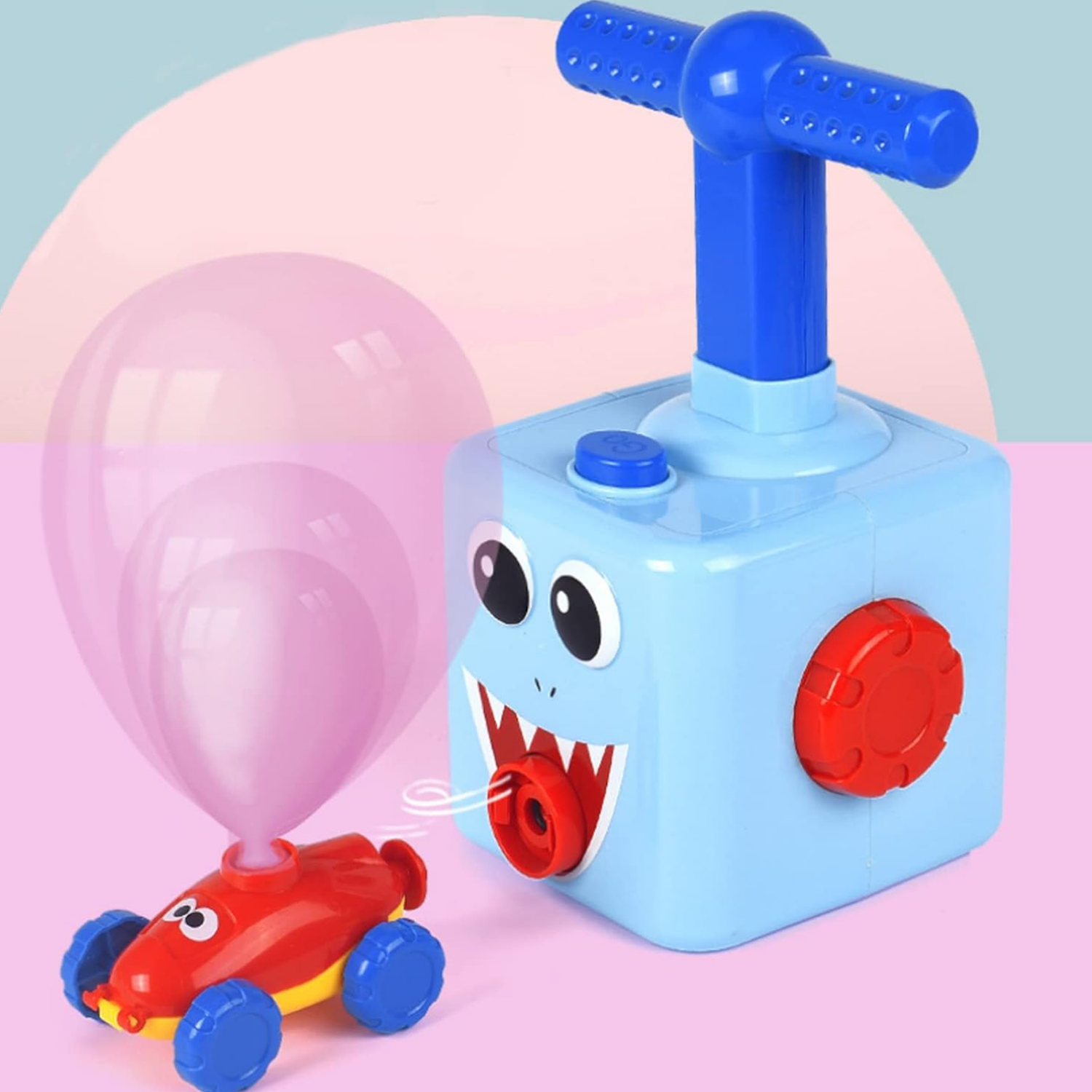 Juego Inflador De Globos Para Niños Autos Carreras Celeste-2