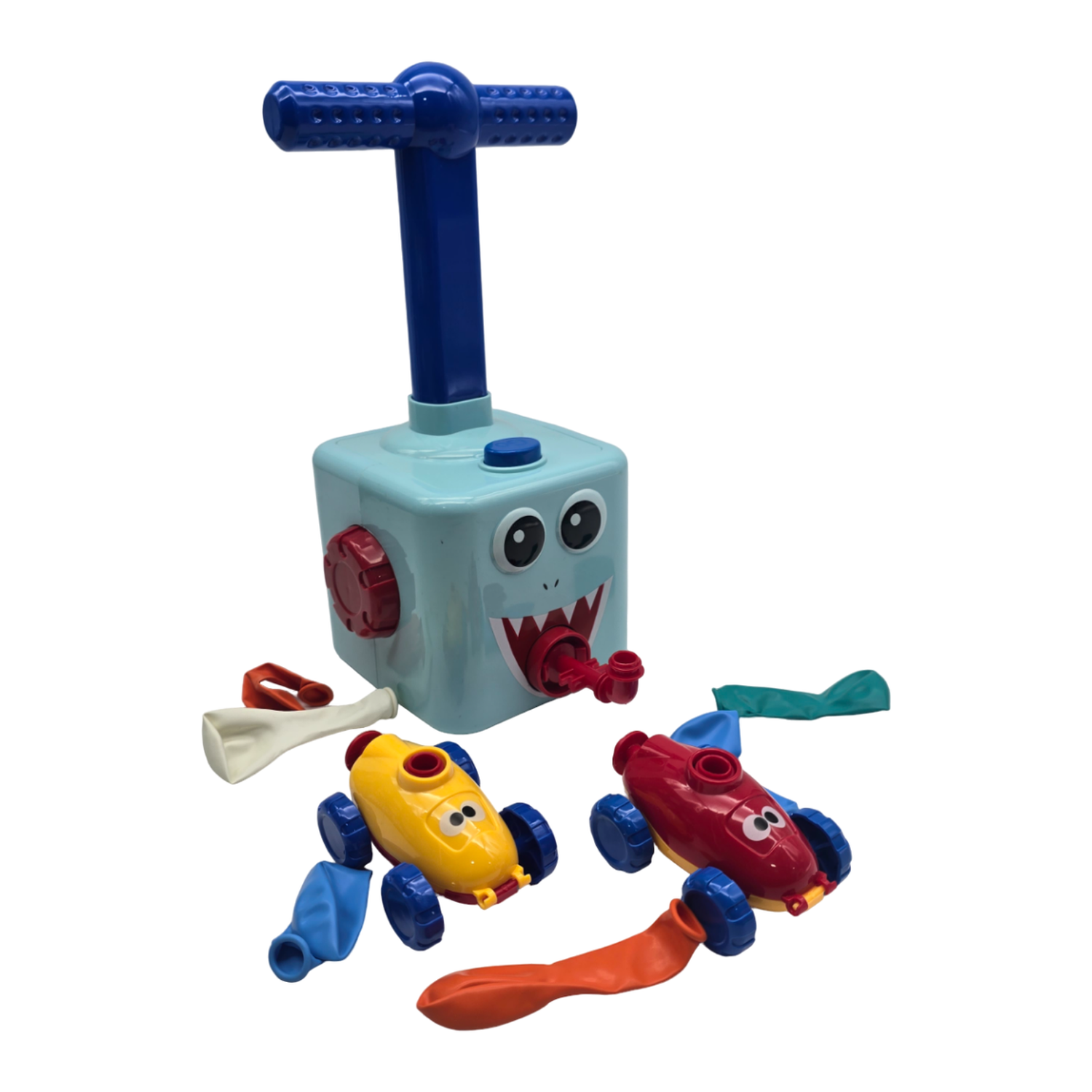 Juego Inflador De Globos Para Niños Autos Carreras Celeste-5