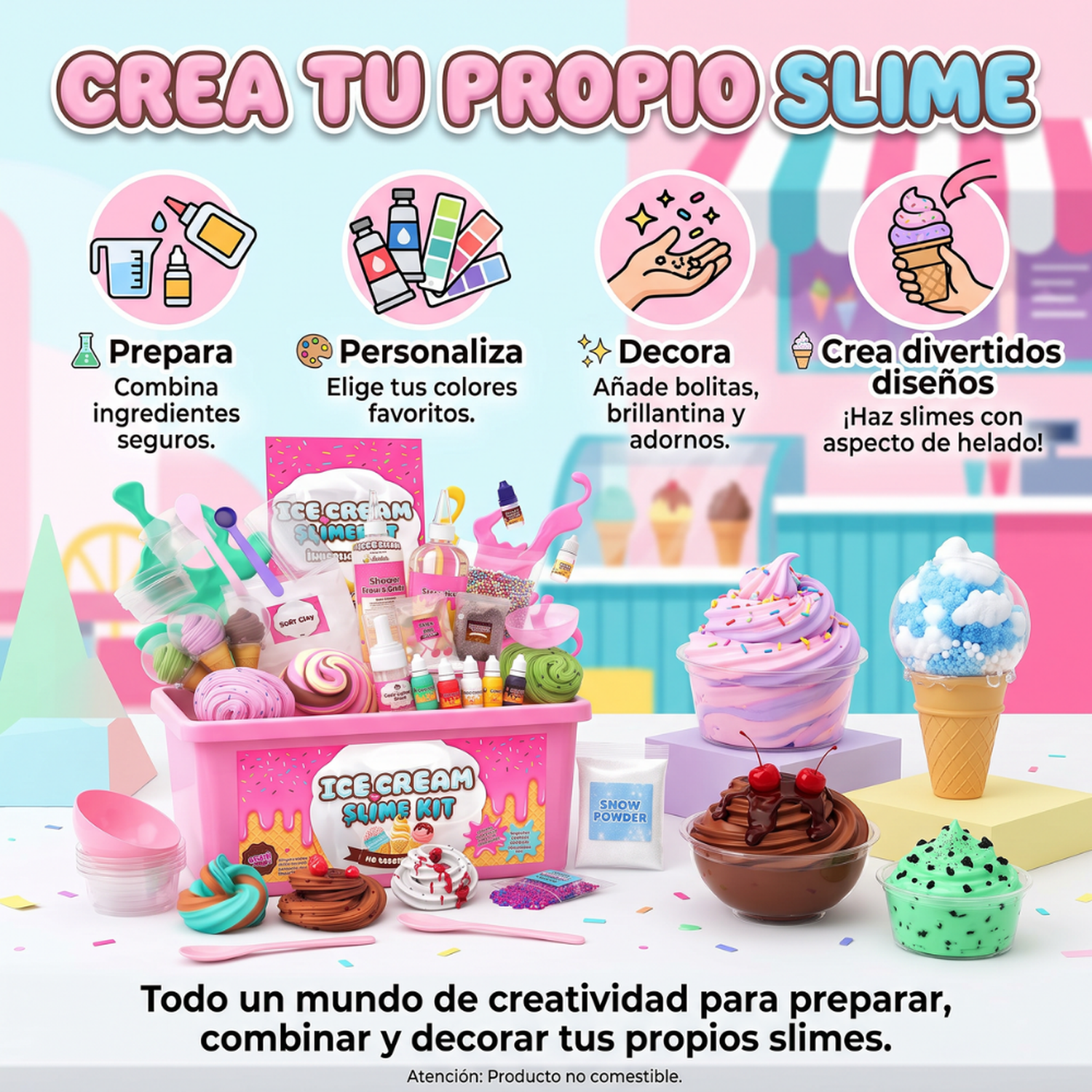 Kit Para Crear Slime Completo Con Accesorios Y Caja Organizadora-2