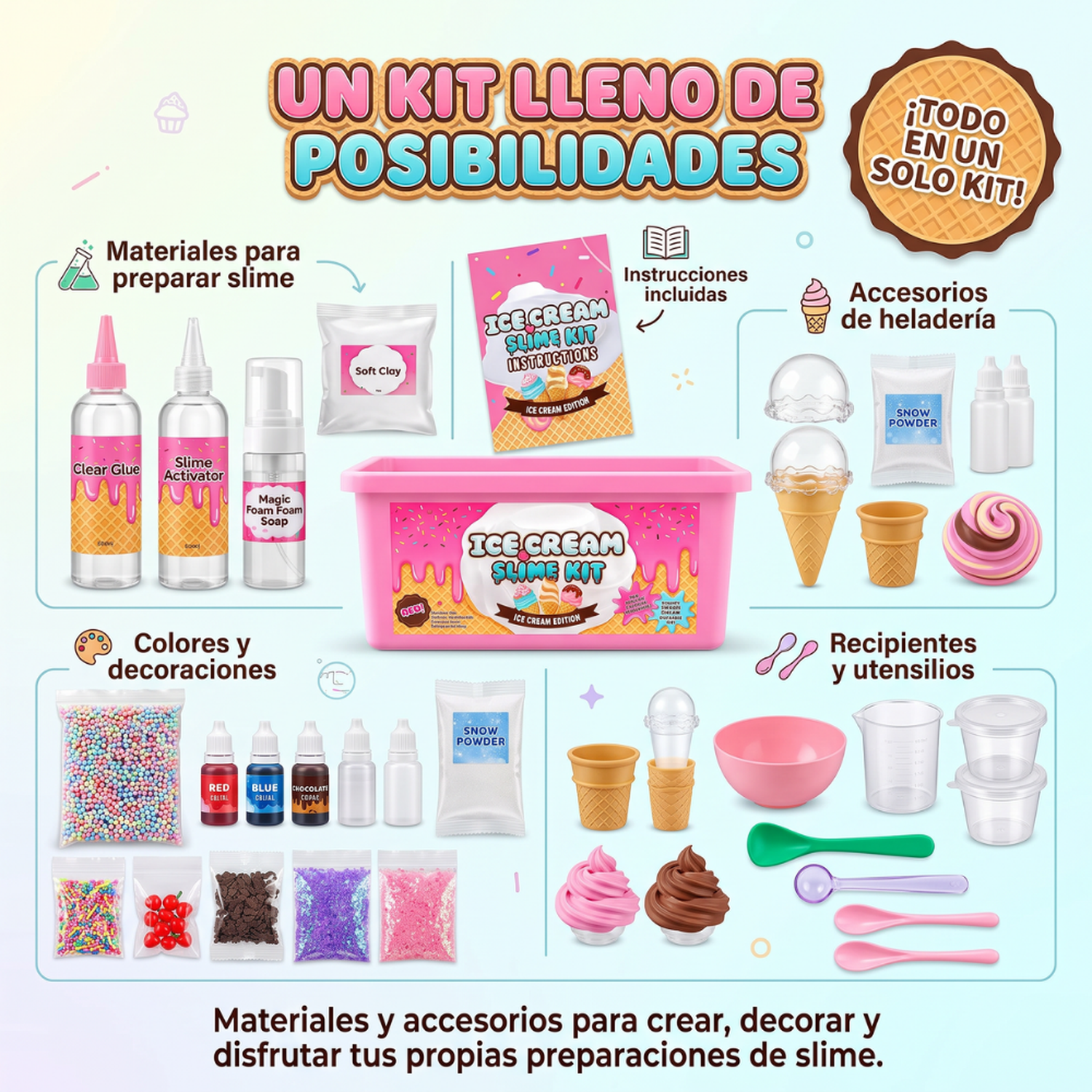 Kit Para Crear Slime Completo Con Accesorios Y Caja Organizadora-5