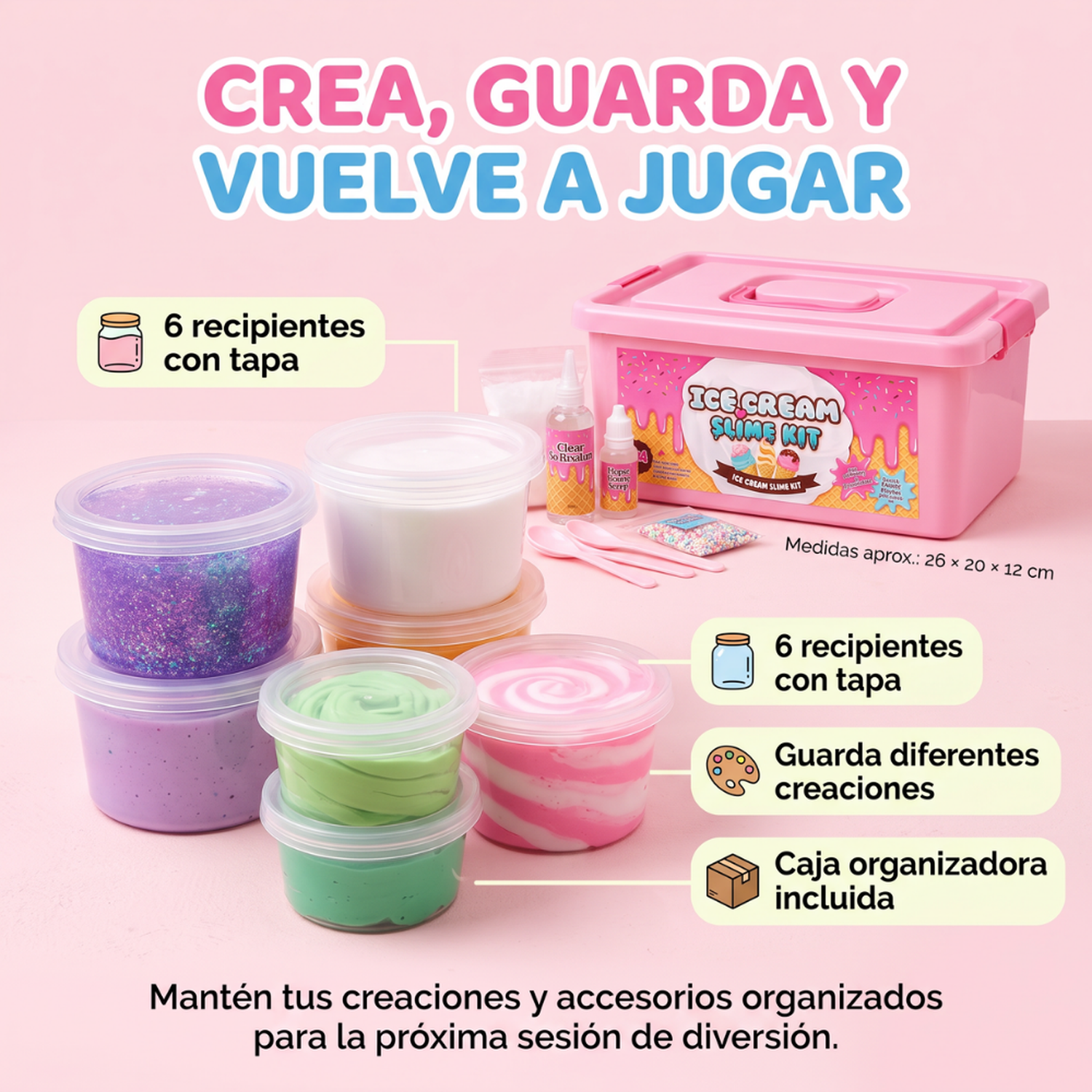 Kit Para Crear Slime Completo Con Accesorios Y Caja Organizadora-6