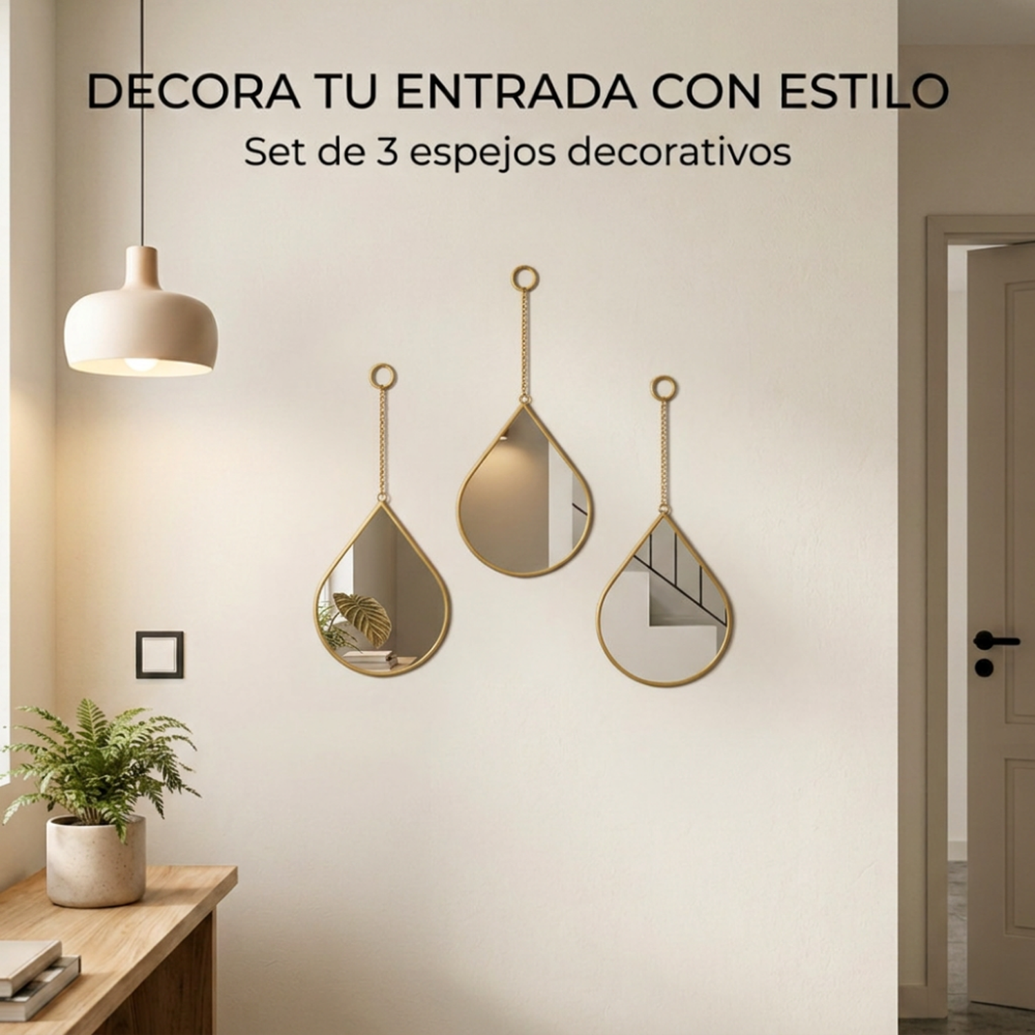 Set 3 Espejos De Pared Para Colgar De Gota Marcos De Espejos-3