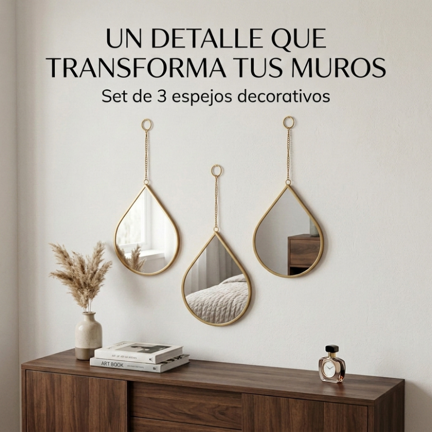 Set 3 Espejos De Pared Para Colgar De Gota Marcos De Espejos-4