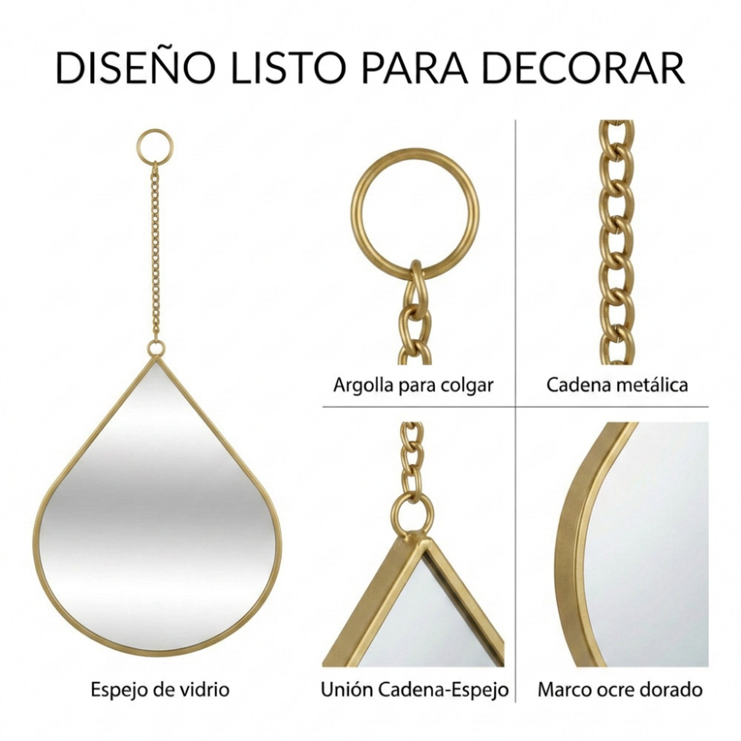Set 3 Espejos De Pared Para Colgar De Gota Marcos De Espejos-6