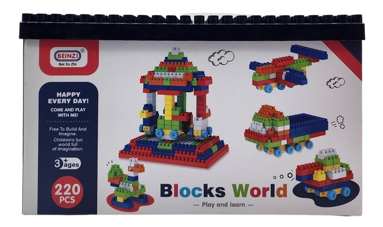 Caja De Bloques Azul 220 Piezas Para Armar Y Divertirse-3