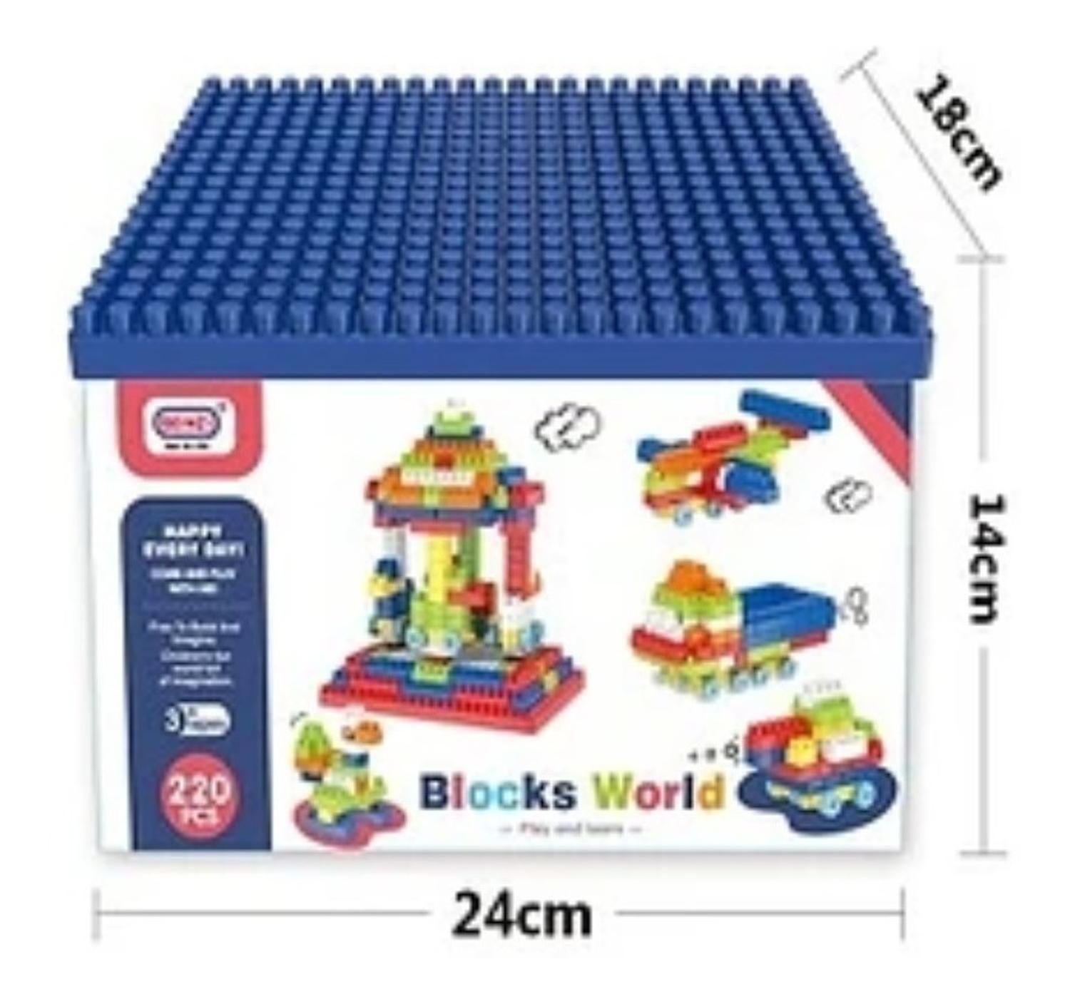 Caja De Bloques Azul 220 Piezas Para Armar Y Divertirse-5