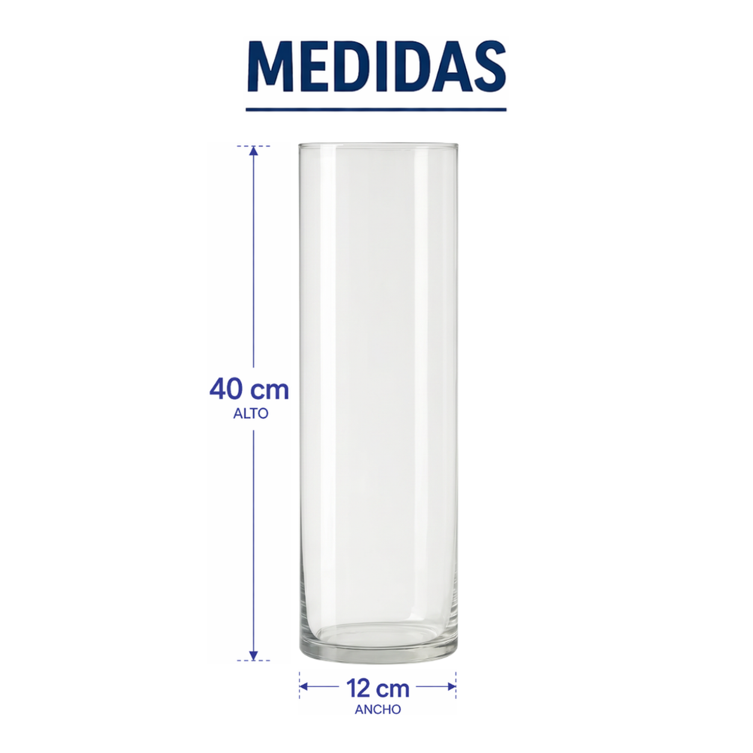Florero De Vidrio Alto Cilindrico Transparente Hogar L 40 CM-9