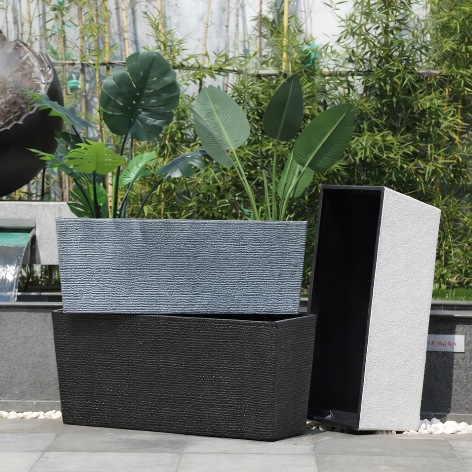 Macetero Plastico Rectangular Premium Diseño a Rayas L-6